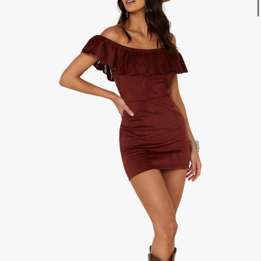 Shyanne Burgundy Off-Shoulder Mini Dress